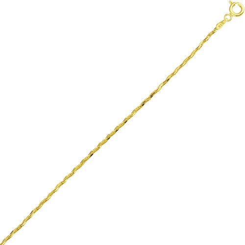 Collar cadena pulsera de fina plata de ley 925 bañada en oro 14kt Italiano